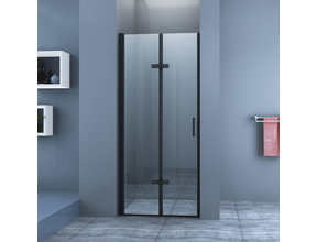 Douchedeur Miami Nisdeur Vouwdeur Zwart 90x202cm Antikalk Helder Glas Zwart Profiel 8mm Veiligheidsglas