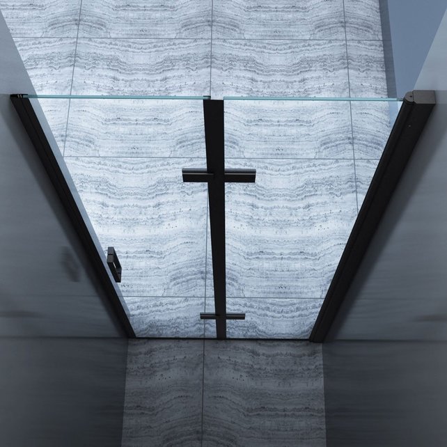 Douchedeur Miami Nisdeur Vouwdeur Zwart 90x202cm Antikalk Helder Glas Zwart Profiel 8mm Veiligheidsglas