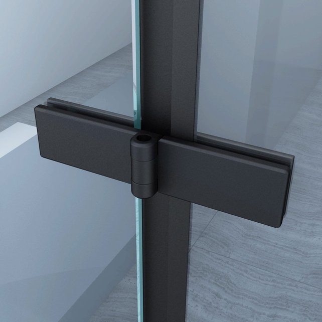 Douchedeur Miami Nisdeur Vouwdeur Zwart 90x202cm Antikalk Helder Glas Zwart Profiel 8mm Veiligheidsglas