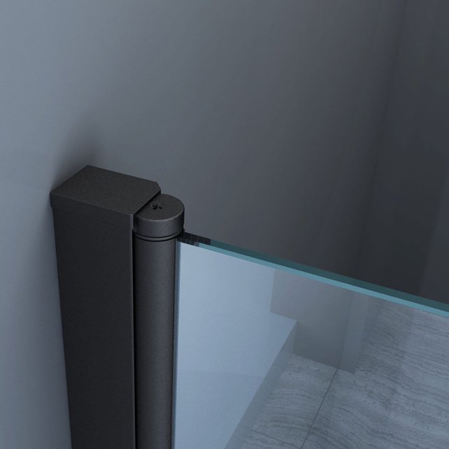 Douchedeur Miami Nisdeur Vouwdeur Zwart 90x202cm Antikalk Helder Glas Zwart Profiel 8mm Veiligheidsglas