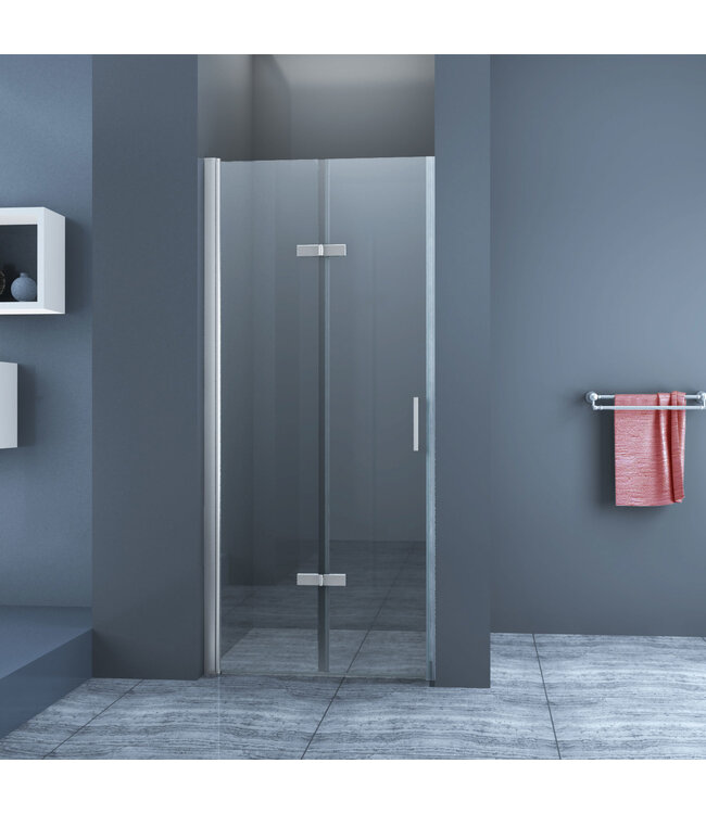 Douchedeur Miami Nisdeur Vouwdeur 90x202cm Antikalk Helder Glas Chroom Profiel 8mm Veiligheidsglas