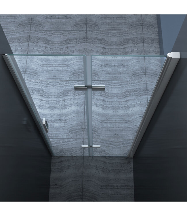 Douchedeur Miami Nisdeur Vouwdeur 90x202cm Antikalk Helder Glas Chroom Profiel 8mm Veiligheidsglas