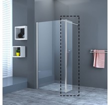 Douchewand Eco Nano 30x200cm Antikalk Helder Glas Chroom Hoekprofiel 8mm Veiligheidsglas Easy Clean