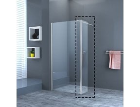 Douchewand Eco Nano 30x200cm Antikalk Helder Glas Chroom Hoekprofiel 8mm Veiligheidsglas Easy Clean