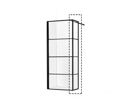 Douchewand Collins 30x200cm Antikalk Helder Glas Mat Zwart Hoekprofiel 8mm Veiligheidsglas Easy Clean
