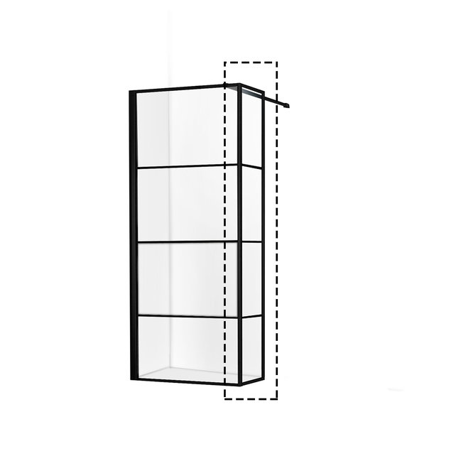 Douchewand Collins 30x200cm Antikalk Helder Glas Mat Zwart Hoekprofiel 8mm Veiligheidsglas Easy Clean Douchewand Collins 30x200cm Antikalk Helder Glas Mat Zwart Hoekprofiel 8mm Veiligheidsglas Easy Clean