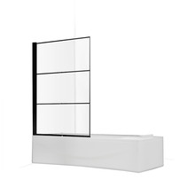 Badwand Elena 80x150cm Antikalk Helder Glas Mat Zwart Profiel 6mm Veiligheidsglas Easy Clean
