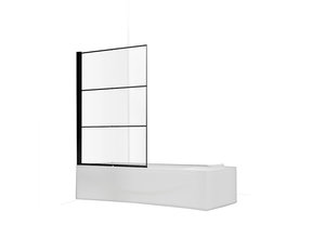Badwand Elena 80x150cm Antikalk Helder Glas Mat Zwart Profiel 6mm Veiligheidsglas Easy Clean