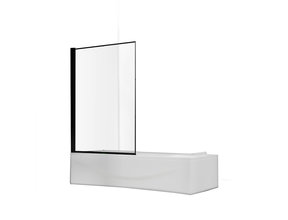 Badwand Royal 80x150cm Antikalk Helder Glas Mat Zwart Profiel 6mm Veiligheidsglas Easy Clean
