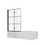 Badwand Elena 2-Delig 100x140cm Antikalk Helder Glas Mat Zwart Profiel 6mm Veiligheidsglas Easy Clean- Rubber Waterkering Strip