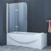 Badwand Elena 2-Delig 100x140cm Antikalk Helder Glas Chroom Profiel 6mm Veiligheidsglas Easy Clean