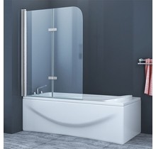 Badwand Elena 2-Delig 100x140cm Antikalk Helder Glas Chroom Profiel 6mm Veiligheidsglas Easy Clean