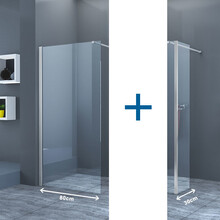 Inloopdouche Eco Nano met Zijwand 80x200cm 30x200cm Antikalk Helder Glas Chroom Profiel 8mm Veilighedsglas Easy Clean