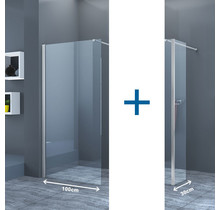 Inloopdouche Eco Nano met Zijwand 100x200cm 30x200cm Antikalk Helder Glas Chroom Profiel 8mm Veilighedsglas Easy Clean