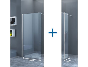 Inloopdouche Eco Nano met Zijwand 100x200cm 30x200cm Antikalk Helder Glas Chroom Profiel 8mm Veilighedsglas Easy Clean
