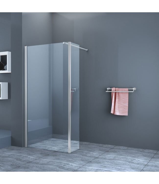 Inloopdouche Eco Nano met Zijwand 100x200cm 30x200cm Antikalk Helder Glas Chroom Profiel 8mm Veilighedsglas Easy Clean