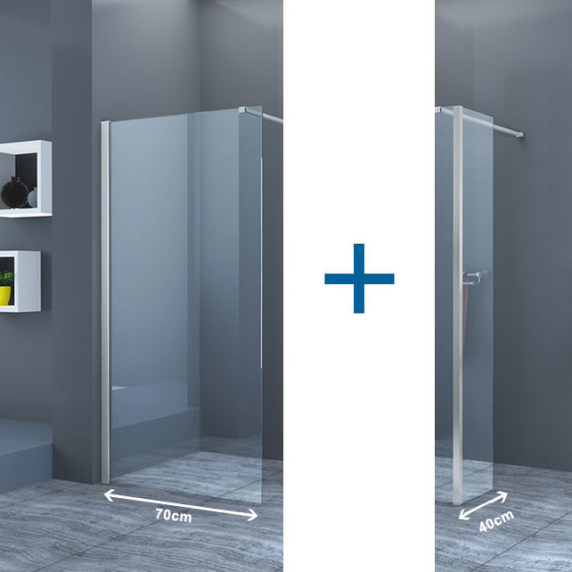 Inloopdouche Eco Nano met Zijwand 70x200cm 40x200cm Antikalk Helder Glas Chroom Profiel 8mm Veiligheidsglas Easy Clean