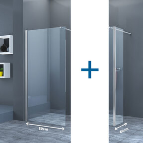 Inloopdouche Eco Nano met Zijwand 80x200cm 40x200cm Antikalk Helder Glas Chroom Profiel 8mm Veiligheidsglas Easy Clean