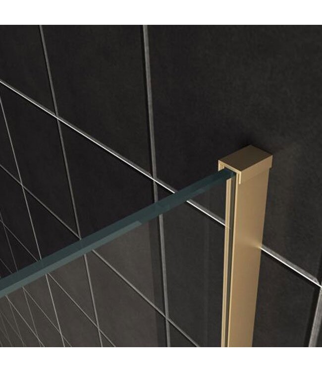 Inloopdouche 100x200cm Antikalk Helder Glas 8mm Geborsteld Goud Veiligheidsglas