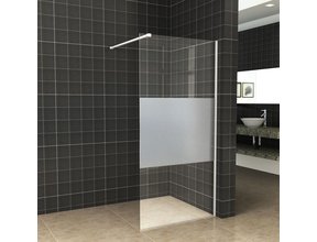 Inloopdouche 100x200cm Antikalk Helder/Mat Glas 8mm Mat Wit Veiligheidsglas