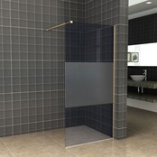 Inloopdouche 100x200cm Antikalk Rook/Mat Glas 8mm Geborsteld Goud Veiligheidsglas