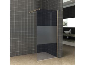 Inloopdouche 100x200cm Antikalk Rook/Mat Glas 8mm Geborsteld Goud Veiligheidsglas