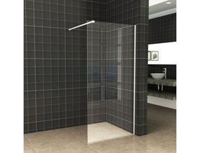 Inloopdouche 110x200cm Antikalk Helder Glas 8mm Mat Wit Veiligheidsglas