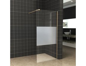 Inloopdouche 110x200cm Antikalk Helder/Mat Glas 8mm Geborsteld Goud Veiligheidsglas