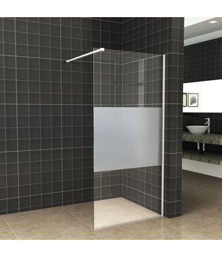 Wiesbaden Inloopdouche 110x200cm Antikalk Helder/Mat Glas 8mm Mat Wit Veiligheidsglas