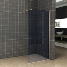 Inloopdouche 110x200cm Antikalk Rookglas 8mm Geborsteld Goud Veiligheidsglas