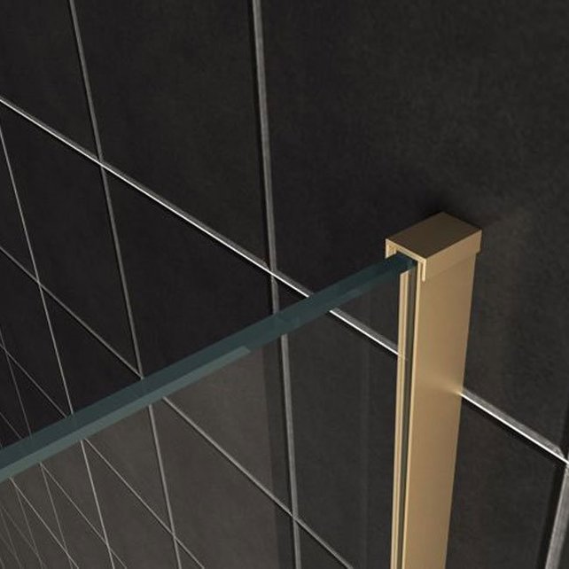 Inloopdouche 120x200cm Antikalk Rook/Mat Glas 8mm Geborsteld Goud Veiligheidsglas