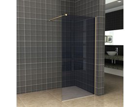 Inloopdouche 120x200cm Antikalk Rookglas 8mm Geborsteld Goud Veiligheidsglas