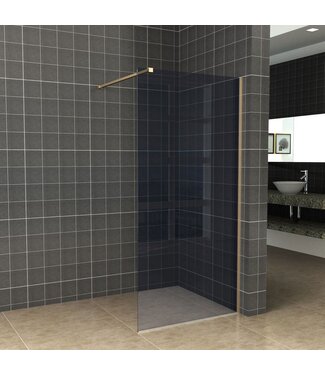 Wiesbaden Inloopdouche 120x200cm Antikalk Rookglas 8mm Geborsteld Goud Veiligheidsglas