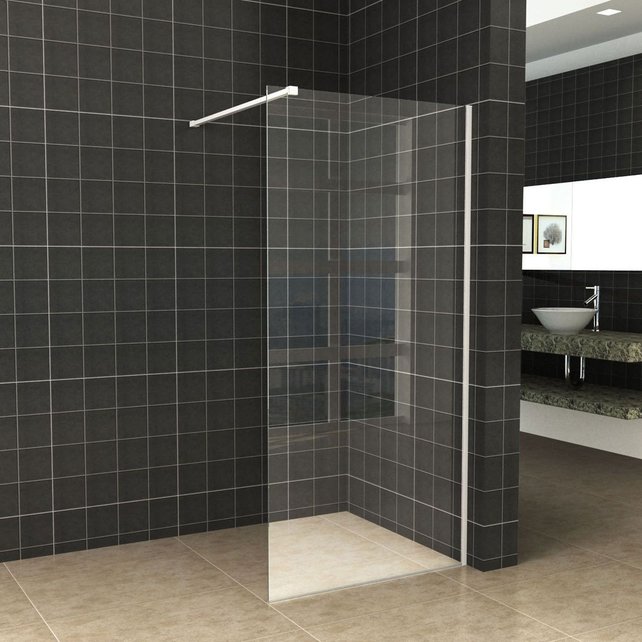Inloopdouche 140x200cm Antikalk Helder Glas 8mm Mat Wit Veiligheidsglas Inloopdouche 140x200cm Antikalk Helder Glas 8mm Mat Wit Veiligheidsglas