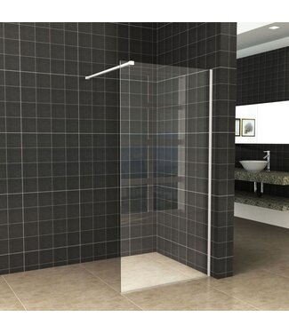 Wiesbaden Inloopdouche 80x200cm Antikalk Helder Glas 8mm Mat Wit Veiligheidsglas