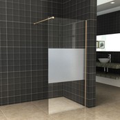 Inloopdouche 90x200cm Antikalk Helder/Mat Glas 8mm Geborsteld Goud Veiligheidsglas Inloopdouche 90x200cm Antikalk Helder/Mat Glas 8mm Geborsteld Goud Veiligheidsglas