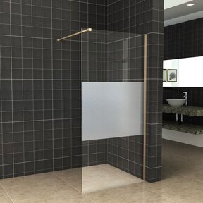 Inloopdouche 90x200cm Antikalk Helder/Mat Glas 8mm Geborsteld Goud Veiligheidsglas