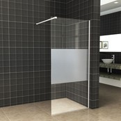 Inloopdouche 90x200cm Antikalk Helder/Mat Glas 8mm Mat Wit Veiligheidsglas Inloopdouche 90x200cm Antikalk Helder/Mat Glas 8mm Mat Wit Veiligheidsglas