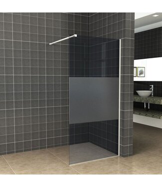 Wiesbaden Inloopdouche 90x200cm Antikalk Rook/Mat Glas 8mm Mat Wit Veiligheidsglas