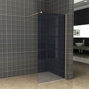 Inloopdouche 90x200cm Antikalk Rookglas 8mm Geborsteld Goud Veiligheidsglas