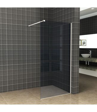 Wiesbaden Inloopdouche 90x200cm Antikalk Rookglas 8mm Mat Wit Veiligheidsglas