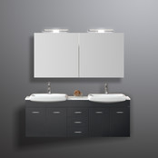 Spiegelkast Pandora 140x60x14cm Aluminium LED Verlichting Stopcontact Binnen en Buiten Spiegel Glazen Planken