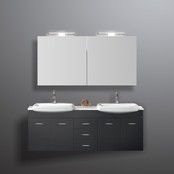 Spiegelkast Pandora 140x60x14cm Aluminium LED Verlichting Stopcontact Binnen en Buiten Spiegel Glazen Planken