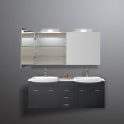 Spiegelkast Pandora 140x60x14cm Aluminium LED Verlichting Stopcontact Binnen en Buiten Spiegel Glazen Planken