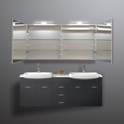 Spiegelkast Pandora 140x60x14cm Aluminium LED Verlichting Stopcontact Binnen en Buiten Spiegel Glazen Planken