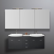 Spiegelkast Pandora 160x60x14cm Aluminium LED Verlichting Stopcontact Binnen en Buiten Spiegel Glazen Planken