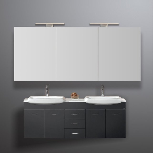 Spiegelkast Pandora 160x60x14cm Aluminium LED Verlichting Stopcontact Binnen en Buiten Spiegel Glazen Planken