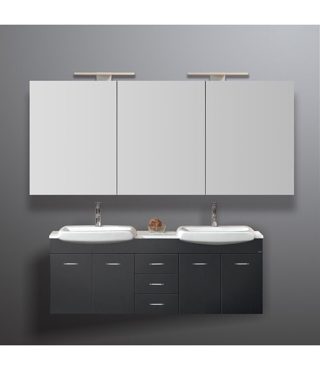 Spiegelkast Pandora 160x60x14cm Aluminium LED Verlichting Stopcontact Binnen en Buiten Spiegel Glazen Planken