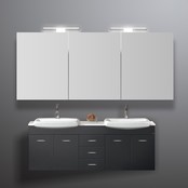 Spiegelkast Pandora 160x60x14cm Aluminium LED Verlichting Stopcontact Binnen en Buiten Spiegel Glazen Planken