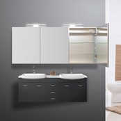 Spiegelkast Pandora 160x60x14cm Aluminium LED Verlichting Stopcontact Binnen en Buiten Spiegel Glazen Planken